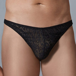 Allure Men String Dentelle Leopard Allure Noir